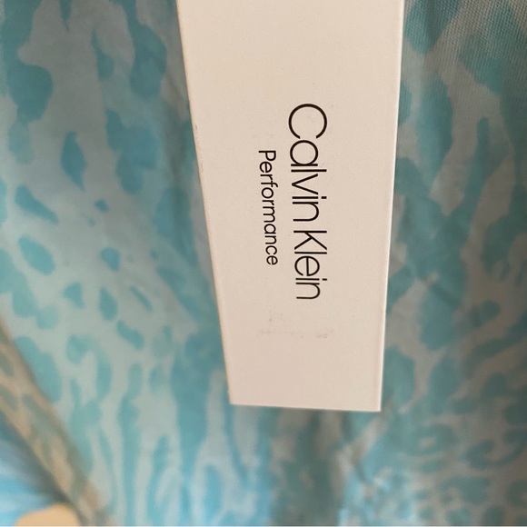 Light Blue Print Calvin Klein Sleeveless Tank Top - Picture 3 of 4